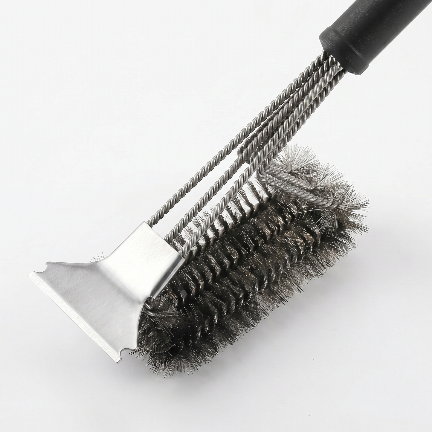 BBQ Grill Brush & Scraper — Stainless Steel Triple Head Grill Cleaner